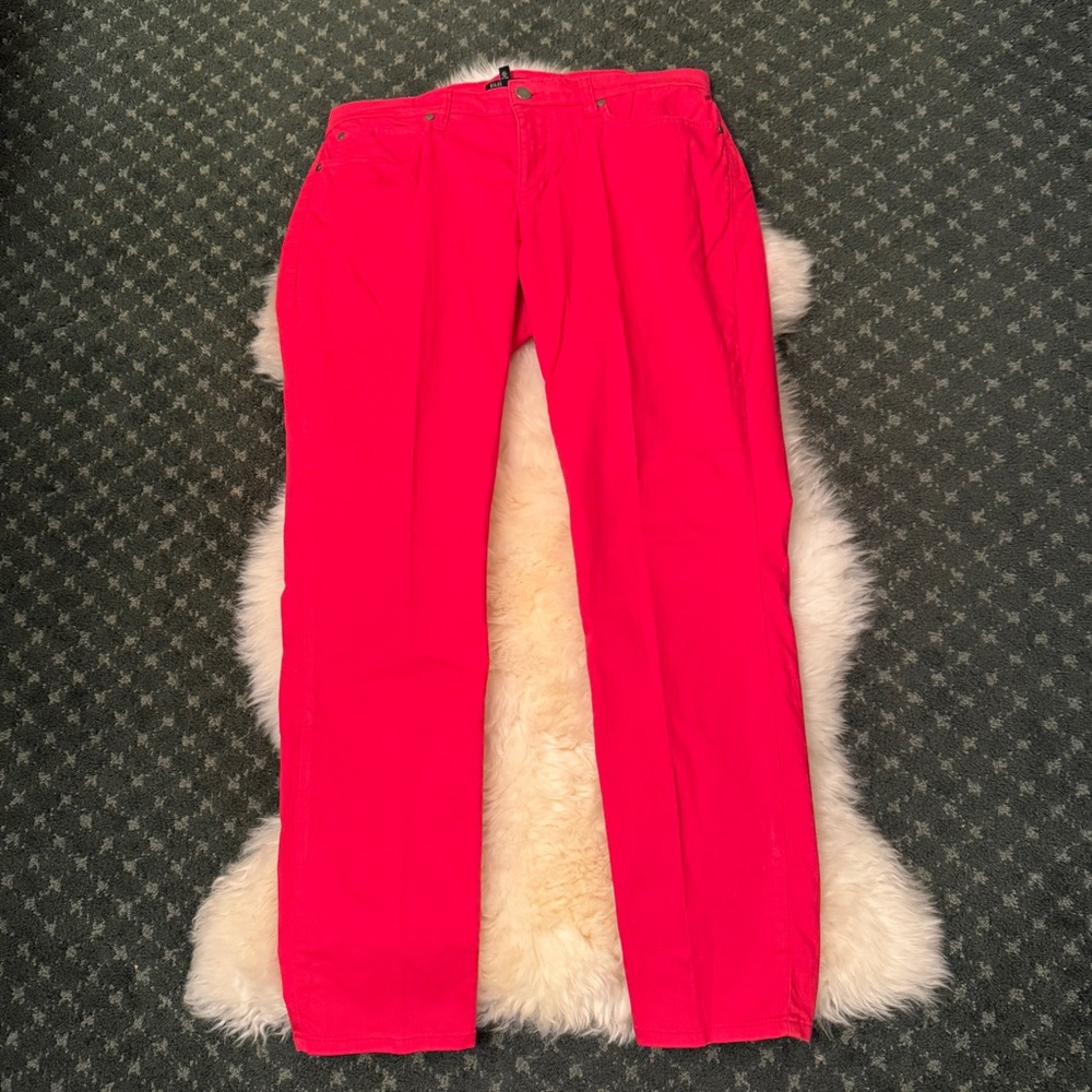 Eileen Fisher Bright Red Slim Straight Leg Denim Jeans